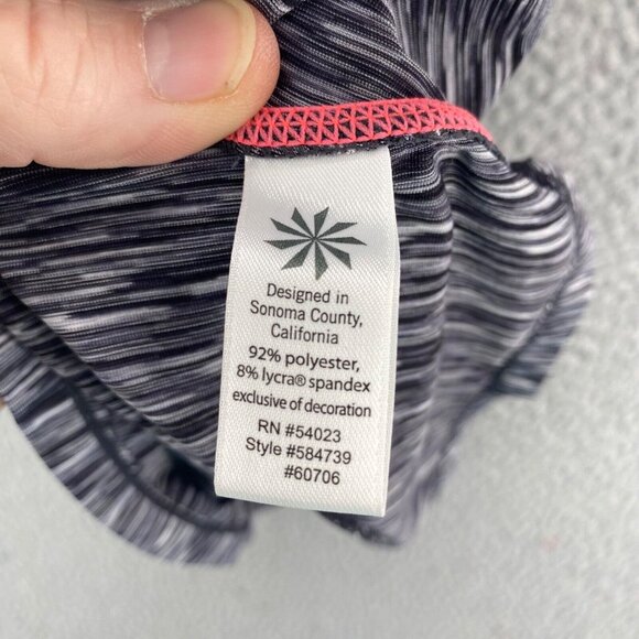 Athleta Top Womens Medium Gray Streak Tank Stretch Contrast Stitch Active Gym - Picture 7 of 11